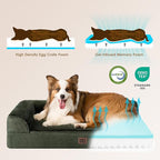 EHEYCIGA Memory Foam Dog Bed Large Sized Dogs, Pet Bed for Large Dog for Crate with Waterproof Liner, Pet Couch Bed Orthopedic with Washable Removable Cover, 35x23x6 Inches, Dark Green
