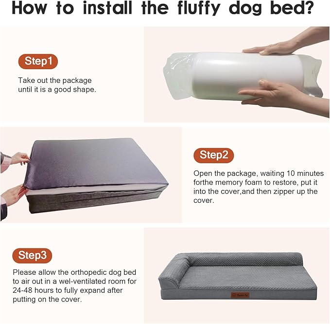 Orthopedic Dog Bed Medium Size Dog, Memory Foam Pet Bed for Medium and Large Dogs, Washable Removable Cover, Nonskid Bottom, Waterproof, 35x23x6 Inches, Dark Grey