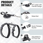 BEAUTYZOO Cat Harness and Leash Set Escape Proof for Walking, Kitten Soft Adjustable Vest Harnesses for Small Medium Large Cats, Easy Control Breathable Plaid Ribbon Nylon for Outdoor Indoor Use