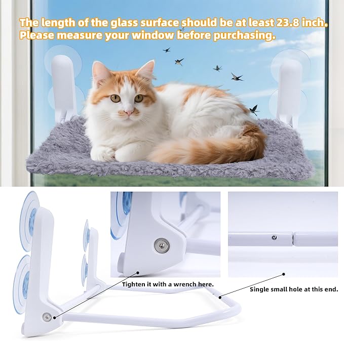 YUNIQUE Cat Window Perch, Upturned Edge Bracket, Portable Wall Hammock for Indoor Cat, Grey