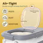 HOYTAMDA 25-35Lbs Rice Container,Collapsible Airtight Food Storage Containers with Wheels,Handle,Rice Storage Container with Small Bin and Scoop,Rice Dispenser for Flour Sugar Cereal Grain Dog Cat
