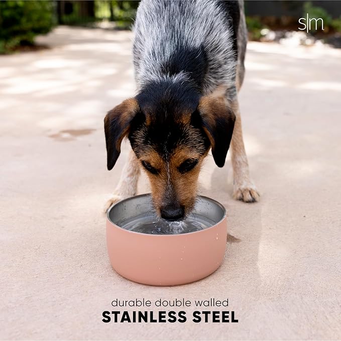 Simple Modern Stainless Steel Pet Water Bowl for Dogs & Cats | Reusable Insulated Stainless Steel Food Bowls for Dog Cat | No Tip No Slip BPA Free | Bentley Collection | Medium (32oz) | Almond Birch