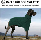 KOESON XL Dog Sweater for Large Size Dogs, Turtleneck Extra Large Sweater for Dogs Girl Boy, Warm Large Dog Sweaters for Christmas, Soft Doggie Winter Knitwear with Sleeves, Green, XLarge