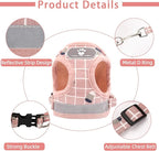 Cat & Dog Harness - All Weather Mesh, Reflective Strap, Step-in Adjustable for Small Cats & Dogs (Pink-Pattern, S)