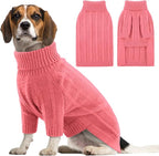 Queenmore Dog Sweater Large Size Dog, Large Dogs Sweater Xmas,Turtleneck Pullover Doggy Sweaters for Dogs Girls Boys,Sweater Pet L,Thanksgiving Knitted Doggy Clothes for French Bulldog(Pink,L)
