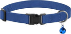 Breakaway Cat Collar Leather with Removable Bell - 13 Colors Available - Soft Adjustable Girl Boy Safety Lightweight Pet Kitten Collars Pink Brown Blue Green Red Orange Black (Blue)
