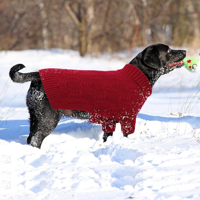 ASENKU XL Dog Sweater, Dogs Sweaters for Extra Large Dogs Girls Boys, Fall Winter Turtleneck Pullover Pet Christmas Sweatshirt,Red XL