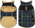 Queenmore Dog Winter Coat Warm Dog Jacket for Cold Weather, Quilting Puffer Plaid Coats for Small/Medium Dogs Waterproof,Girl/Boy Pet Christmas Coat,Pet Snowsuit with Leash Hole/Fleece Padding, M