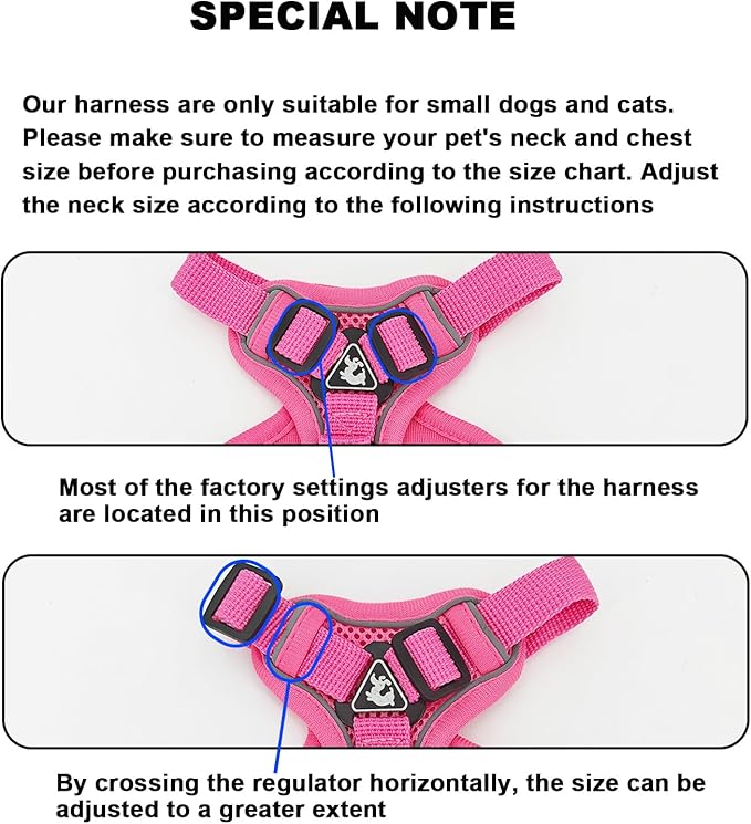 SOLMOONY Small Dog Harness,Soft Mesh Puppy Harness and Leash Set,No Escape Cat Harnesses for Training Walking,Reflective Adjustable Puppy Vest for Small Medium Dogs, Cats (Hot Pink, S)