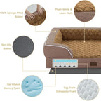 Orthopedic Dog Beds for Extra Large Sized Dogs, Waterproof Memory Foam XL Pet Bed with Sides 42x30Inch, Non-Slip and Egg-Crate Foam Big Dog Couch Bed with Removable Washable Cover, Brown