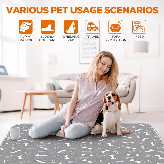 Washable Pee Pads for Dogs, Large 2 Pack 36”x48” Dog Pee Pads Washable, Waterproof Puppy Pads Mat Reusable Fast Absorbent Dog Potty Training Pads, Whelping Pads for Playpen Crate