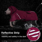 Waterproof Dog Raincoat, Windproof Rain Jacket for Large Dogs with Reflective Strips, Convertible Hood/Collar Poncho with Leash Hole Full Body Protection (Neon Pink, XXL)
