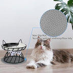 4-in-1 Elevated Pet Food Bowls - Ceramic, Non-Slip, Dishwasher Safe, Whisker-Friendly Stand for Cats & Puppies
