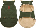 ASENKU Warm Dog Winter Coat, Waterproof Dog Coat for Cold Weather, Fleece Dogs Jacket with Ultra Thick Plush Lining Leash Hole Storage Pockets for Medium Dogs (Green, Medium)