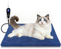 Bestio Cat Heating Pad, 18×18 in Heated Blanket with Intelligent Constant Temperature Switch and Metal Protective Tube, with A Plush Cotton Sleeve-Blue