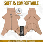 OneTigris Dog Pajamas - Breathable Modal Stretch Dog Clothes, Four-Legged Cold Weather Clothes, Anti-Shedding Suit Onesie with Back Locking Zipper and Adjustable Chest Drawcord