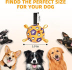Dog Toys Soccer Ball, Soccer Ball with Straps, Interactive Dog Toys for Tug of War, Dog Water Toy, Durable Dogs Balls for Small Medium & Large Dogs