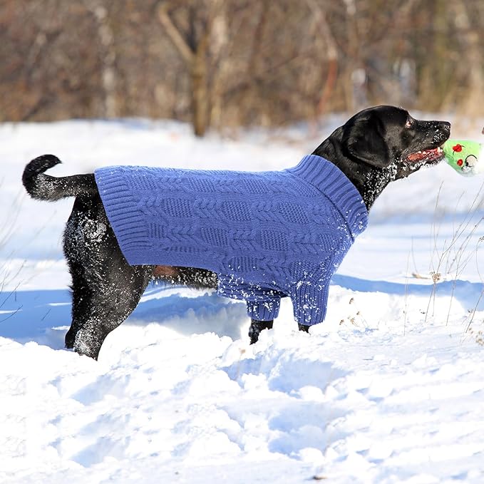 ASENKU XXL Dog Sweaters for Large Dogs Girls Boys, Doberman Sweater for Female Male, Winter Turtleneck Long Sleeve Pet Christmas Sweater for Golden Labrador,Blue 2XL