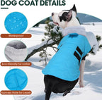 Kuoser Dog Jackets for Small Dogs, Warm Dog Coat with Leash Hole, Winter Jacket Pet Clothes for Cold Weather, Waterproof Doggie Winter Vest for Pug Dachshund, Blue S