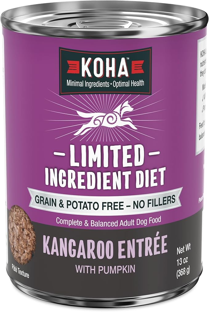 KOHA Limited Ingredient Diet Kangaroo Entrée for Dogs - Grain Free Wet Dog Food with No Fillers - Sensitive Stomach Kangaroo Dog Food, 13 oz - Trial Pack (3 Cans)