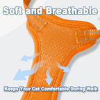 Cat Harness and Leash Set Escape Proof for Kitten Walking, Soft Adjustable Top Handle Vest Harnesses for Cats, Easy Control Breathable Reflective Small Medium Large, Orange, S
