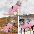 Queenmore Large Dog Cold Weather Coats, Fleece Collar Dog Apparel for Winter, Thick Dogs Snowsuit, XXL Pet Jackets Winter with Quick Release, Pink, XXL