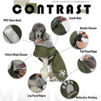 MAMORE Dog Raincoat Hooded Rain Jacket for Small Medium Large Dogs Slicker Poncho Bottom Waterproof Adjustable Reflective Breathable Leash Hole (Army Green, XX-Large)