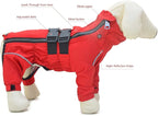 Dogs Waterproof Jacket, Lightweight Waterproof Jacket Reflective Safety Dog Raincoat Windproof Snow-Proof Dog Vest for Small Medium Large Dogs Red 4XL