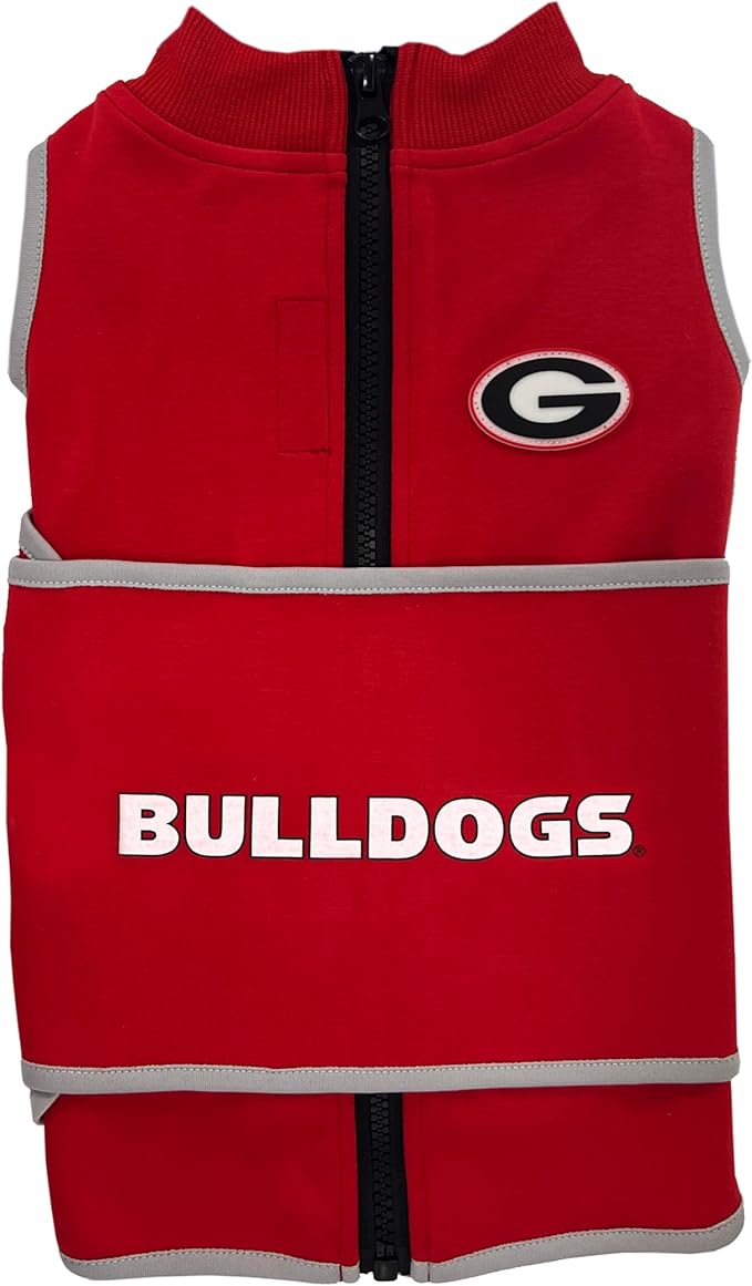 NCAA Georgia Bulldogs Dog Anxiety Calming Shirt Soothing Vest, for Dogs/Cats with Anxiety, Fears, Fireworks, Loud Noises, Dark, Lonely Keeps Dogs Calm & Feeling Safe, Relaxing Jacket, Small