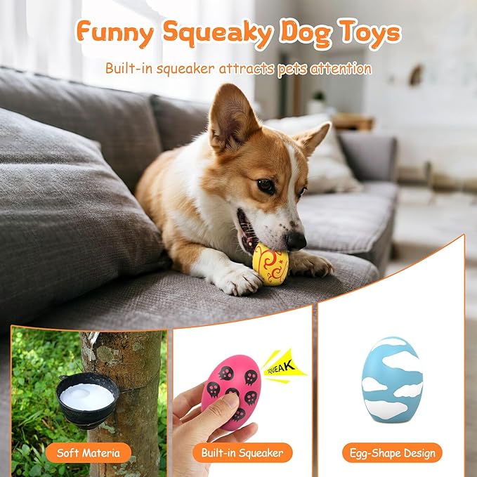 Squeaky Dog Toys, Soft Chewing Dog Balls, 9 Pcs Interactive Squeak Fetch Playing Pet Toy, Durable Bouncing Toys to Keep Them Busy, 2.6" Egg Ball for Puppies Small Breeds