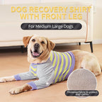 FUAMEY Dog Recovery Sleeve with Elbow Protector,Dogs Shirt Stop Licking Joints,Pet Long Sleeve Suit Protecting Dog's Front Leg Arm Wounds Cover Skin Conditions Purple Stripes 3XL
