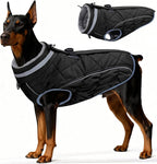 Dog Coat, Warm Dog Winter Coat for Large Dogs, Waterproof Jacket with Harness Built in, Reflective Turtleneck Cold Weather Coats with Zipper,Pet Fleece Vest Snow Jacket, Black XXXL