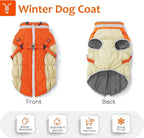 Dog Winter Coat with Harness, Dog Jacket, Pet Clothes with Zipper on Back, Waterproof Windproof Warm Vest, Reflective Cold Weather Coats, for Small Medium Large Dogs, Thick, Orange, S