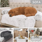Calming Dogs/Cats Bed Mats, Dog Pad Washable Removable Couch Cover, Plush Long Fur Mat for Pets, Waterproof Lining, Perfect for Small, Medium and Large Dogs and Cats (Gradient Gray, 59"x39")