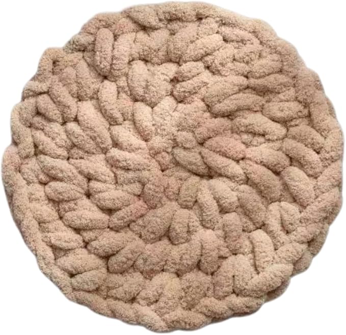 Cat Knitted Bed Mat, Extra-Soft Washable Warm Round Pads Cushions for Indoor Kittens, Cat Trees Towers, Perfect for Kneading and Sleeping (Oatmeal,Medium)
