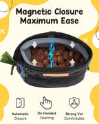 Dog Treat Pouches for Pet Training with Silicone Liner and Magnetic Closure, 2-Cup Treat Bag with Built-in Poop Dispenser, Waist Belt Clip, 3-Way Wear for Puppy & Pet Training and Daily Walks