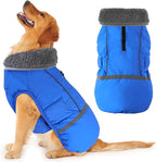 Dogcheer Warm Dog Coat, Waterproof Dog Jacket Christmas Puppy Winter Coat with Buckle, Reflective Adjustable Pet Snow Jacket Turtleneck Fleece Sweater for Small Medium Large Dogs - Blue, L