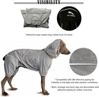 Dog Lightweight Windbreaker, Pet Outdoor Sports Jacket, 0.5 lbs,3 in One, Hooded, Easy on/Off with Collar and Harness, Reflective Piping, Packable, Dog Hiking/Camping, Grey (Medium)