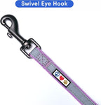 Pawtitas Personalized Dog Leash - Embroidered Custom Name & Phone Number, Reflective, 6 ft Long, Small, Purple Orchid Custom Tag
