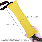 ToLanbbt Dog Tug Toy Bite Jute Pillow Pull Toy with 2 Strong Handles Perfect for Tug of War, Puppy Interactive Play, Tear Resistant Bite Training for Small Medium Large Dogs (Bright Yellow-Footprint)