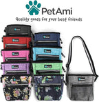PetAmi Dog Treat Pouch, Pet Treat Pouch for Training, Dog Walking Bag Holder for Kibbles, Pet Food Toy, Dog Trainer Essentials Supplies, Poop Bag Dispenser, 3 Ways to Wear (Floral Black)