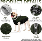 AOFITEE Dog Coat, Warm Dog Winter Coat, Reflective Turtleneck Large Dogs Jacket with Harness Built in, Turtleneck Pet Winter Jacket, Waterproof Pet Snow Jackets Fleece Vest, Green XL