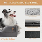 Comfort Expression Orthopedic Dog Bed for Large Dogs 36x27 Inch, Waterproof Supportive Egg Crate Foam Large Pet Bed with Removable Bolsters, Dog Couch with Washable Cover & Non-Slip Bottom, Grey