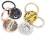 Super Customizable Pet Tags ID for Cats & Dogs | Cat tag: Durable Stainless Steel. Custom Engraved Dog Tags for Collars, Harnesses & Leashes | Many Fonts & Design (Champagne, Round)