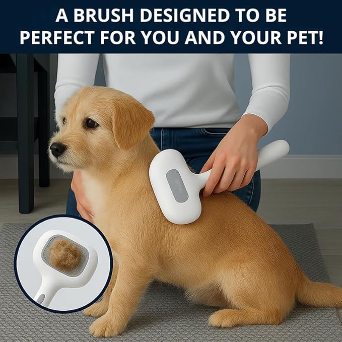 Dog Shower Brush, Freshfur Shower Brush + Bathing Solution, 3 in 1 Self Cleaning Steamy Pet Brushes, Dog Grooming Tool for Long & Short Hair, Removes Loose Hair Reduces Shedding (White)