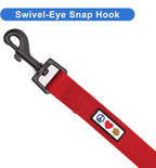 Pawtitas Personalized Dog Leash - Embroidered Custom Leash with Pet Name & Phone Number, 6 ft Long, Red
