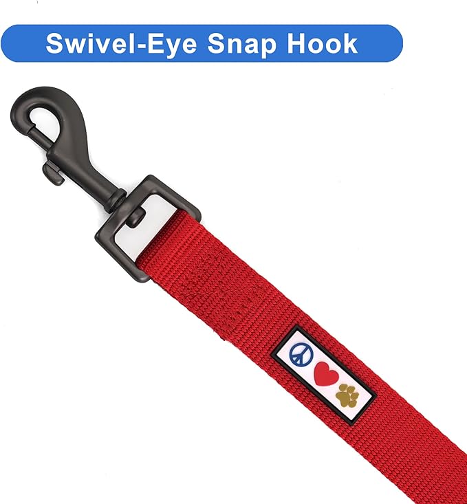 Pawtitas Personalized Dog Leash Embroidered Customize Leash with Your Pet Name & Phone Number Leash Puppy Leash 6 ft Long Dog Leash Puppy Medium Leash Large Leash Leash Red Custom Engraved Name