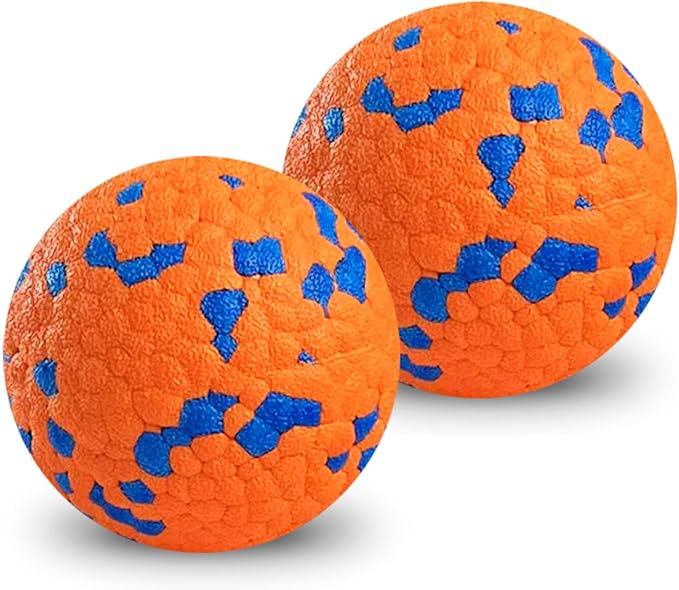 Foam Fetch Dog Balls 3 inch, for Large and Medium Breeds, Durable Toy for Chewers (Orange, 2 Pack)