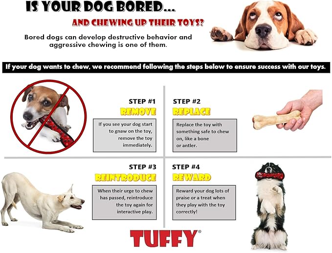 TUFFY - World's Tuffest Soft Dog Toy - Ocean Stingray - Squeakers - Multiple Layers. Made Durable, Strong & Tough. Interactive Play (Tug, Toss & Fetch). Machine Washable & Floats. (2 Combo Pack)