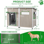 Large Dog House Outdoor Weatherproof XL Dog House Wooden with Adjustable Vent Window, Chew-Proof Iron Frame, Removable Floor, Easy Assembly for Medium to Large Dogs(55" L x 33" W x 35" H)